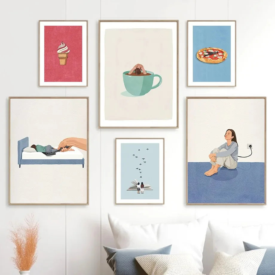 Home Cooking Reading - Humorvolle lustige Poster mit Motiven wie