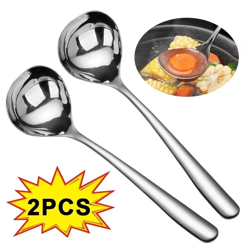 Home Cooking Supplies - 2/1 Stück Edelstahl-Löffel mit Verstärktem Langem