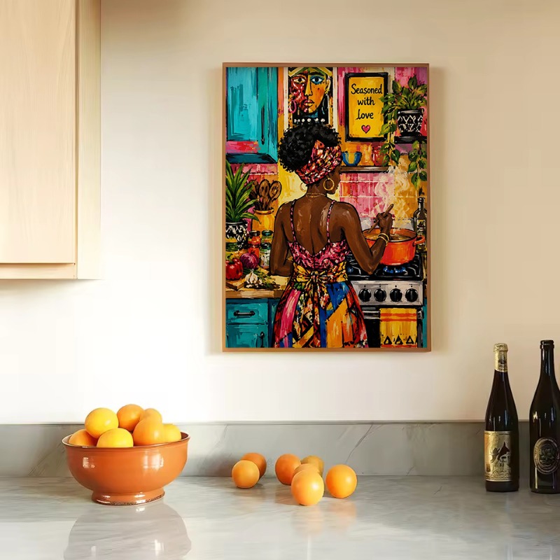 Buntes Afro-Pop-Art-Poster: Sc – Home Cooking Reading Bewertung und Preis